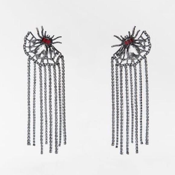Zara Spider Rhinestone Drop Earrings - Picture 1 of 6